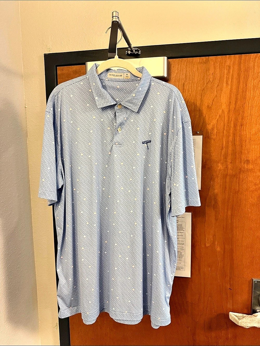 Peter Millar Men's Old Corkscrew Golf course Polo Blue & White with shells